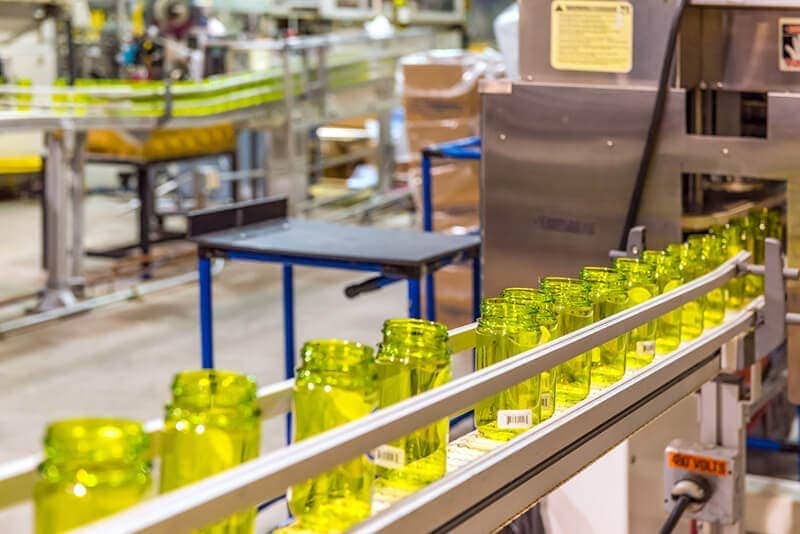 Nalgene water bottles on factory line