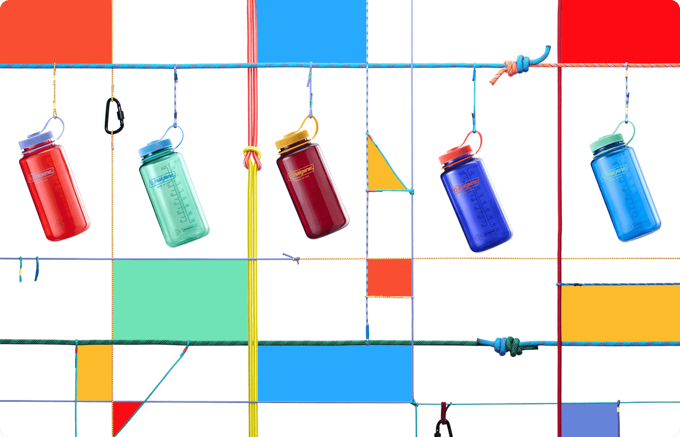 5 Nalgene water bottles from the colorblock collection