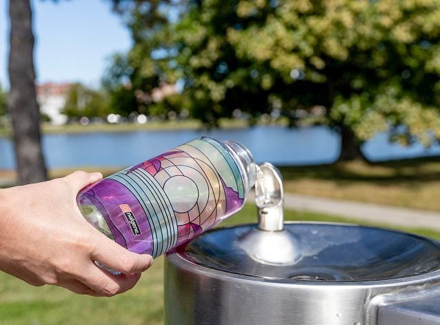 Stained glass print water bottles
